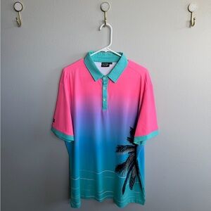 Gradient Pink and Blue Men's Polo Shirt